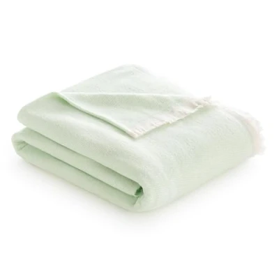 Imagen de Todocama Manta de Algodón Extrasuave con Diseño Rayas, Colcha Multiusos Four Seasons para Sofá, Cama, Funda Decorativa y Fular, (Verde Mint, 180x240cm).