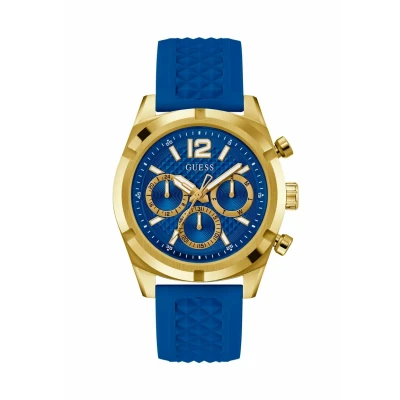 Imagen de Guess Reloj de pulsera silicona para hombre, dorado/azul, Correa