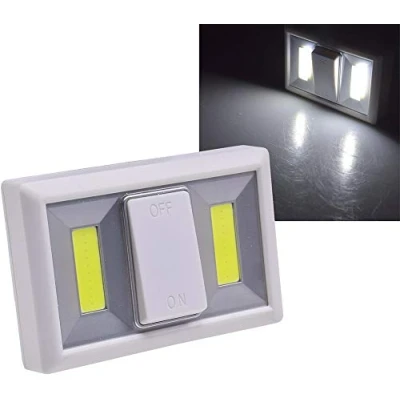 Imagen de Foco adhesivo magnético de pared LED con interruptor 240 lm blanco Funcionamiento pilas 6000k Luz inalámbrica 4xAAA para pasillo habitación infantil caravana autocaravana