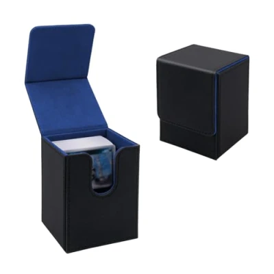 Imagen de Tolesum Caja de almacenamiento vertical para tarjetas coleccionables con capacidad más 100 MTG, Commander TCG, coleccionables, negro y azul
