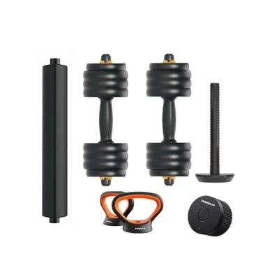 Imagen de KSIX smart your tech Fed Kit Mancuernas V2 40KG conectadas App Move It, Barra y Pesa Rusa Xiaomi Fed, Sensor Inteligente, 40kg, Modulables, Multifunción, Empuñadura ergonómica