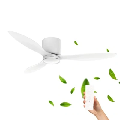 Imagen de Mellerware Ventilador de Techo con Mando a Distancia Brizy Bright Minimal 40 W 6 Velocidades Ultra silencioso 3 Aspas 132 Diámetro Función Verano Invierno Temporizador LED