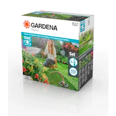 Imagen de Gardena Sprinklersystem Set de inicio Pipeline: Juego completo para empezar con el sistema tuberías, extracción agua por toda la casa y jardín, montaje subterráneo (08270 20)