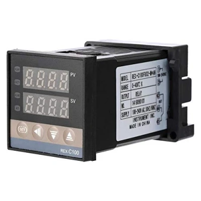 Imagen de Controlador de Temperatura Digital, Termopar Tipo PID K REX C100FK02 M * AN Salida Relé Termostato 0 400 C (Párrafo Corto) Sin Función Alarma(Negro)