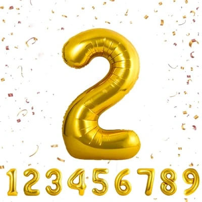 Imagen de Globos de Cumpleãnos 2 Dorado,101 CM Globo Numeros Gigantes Grandes Decoracion,Globo Numero 2,Globos Niño Niña Adultos,Vuelan con Helio…