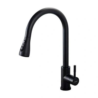 Imagen de Ibergrif M22136B Grifo Cocina Extraible, Mezclador de Fregadero con 3 Modos, Rotación 360 grados, Cold Start, Ahorro Energía, Latón, Negro