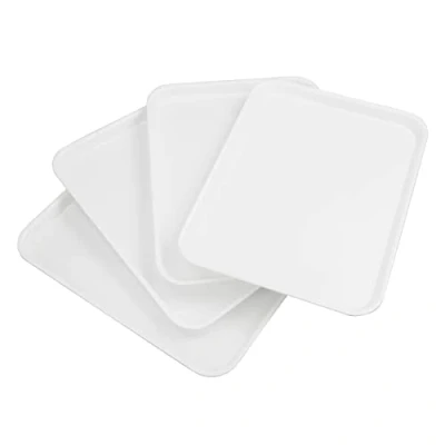 Imagen de Tstorage Blanco Bandeja Bandejas Rectangulares para Servir Alimentos Plastico, Juego de 4
