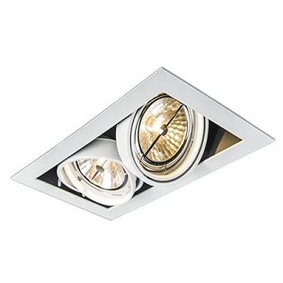 Imagen de QAZQA Diseño Foco empotrado blanco orientable 2 luces ONEON 111 Acero Rectangular Adecuado para LED Max. x 50 Watt