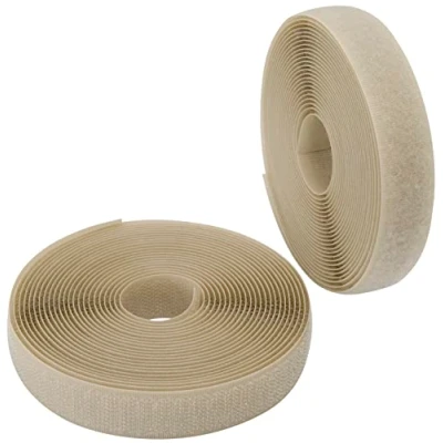 Imagen de AERZETIX C65924 Cinta/rollo de scratch 20mm 5 metros auto agarre organizador/sujetacables tira enganche bolsa prenda correa color: beige claro en poliamida y poliéster