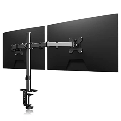 Imagen de Brazo Soporte Doble para Monitor Escritorio 13 27 Pulgadas LCD LED, 2 Monitores VESA 75/100 mm Carga Máxima 10 kg, Giro de 360 y Rotación 180