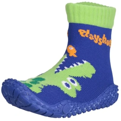 Imagen de Playshoes Calcetines de Playa con protección UV Cocodrilo, Zapatos Agua, Unisex niños, Azul/Verde (Marine/Green), 26/27 EU