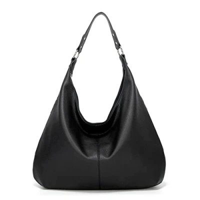 Imagen de Ashioup Hobo Bolso de hombro para mujer, piel sintética suave, con cremallera, Negro , Talla única