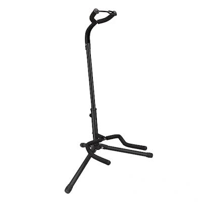Imagen de Amazon Basics Soporte para guitarra ajustable, plegable, acústica y eléctrica, bajo banyo, Negro