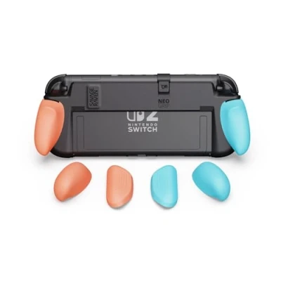 Imagen de SAVAGE RAVEN by Skull &amp; Co. NeoGrip for Nintendo Switch 2: An Ergonomic Grip Hard Shell Handheld Case with Replaceable Grips [to fit All Hands Sizes] [No Carrying Case] Neon Blue(L)+Neon Red(R)