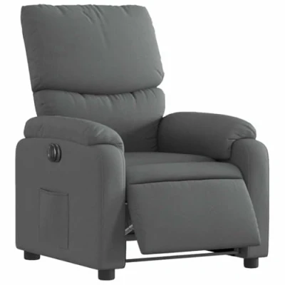 Imagen de vidaXL Sillón Reclinable Eléctrico, Silla con Respaldo Reposabrazos, de Relax Descanso, Asiento Ajustable para Ancianos, Tela Gris Oscuro