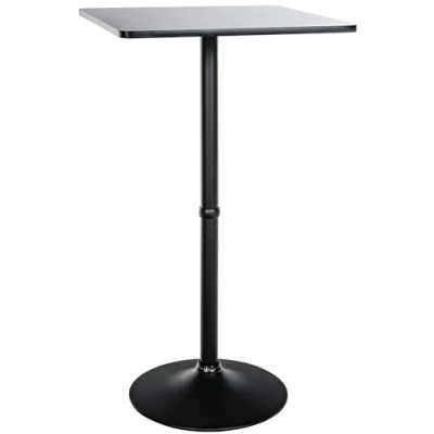 Imagen de CLP Mesa Alta de Bar con Tablero Cuadrado Cuadrada Soporte Metal Superficie Madera 60x60 cm, Color:Negro/Negro