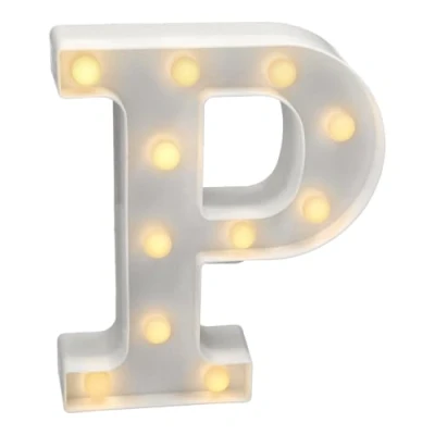 Imagen de JANDEI letras led iluminadas, letra P con luz blanca cálida, luces decoración y ambiente, nocturna bodas, cumpleaños, escaparates, números (funcionan pilas)