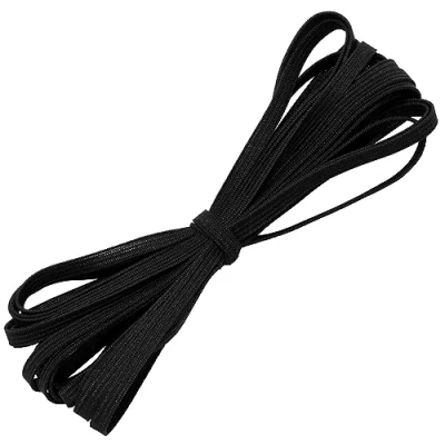 Imagen de AERZETIX C67521 Cinta elástica Plana Trenzada 5 Metros Anchura 6mm en poliéster + látex Color Negro