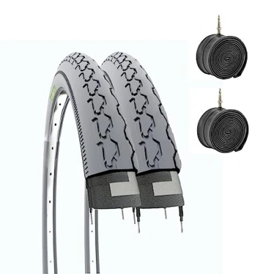 Imagen de ECOVELO 24 x 1 3/8 (37 540) + Cámaras de Aire Neumáticos Cochecito 2 Cubiertas, Silla Ruedas para discapacitados, Gris, 24&quot;