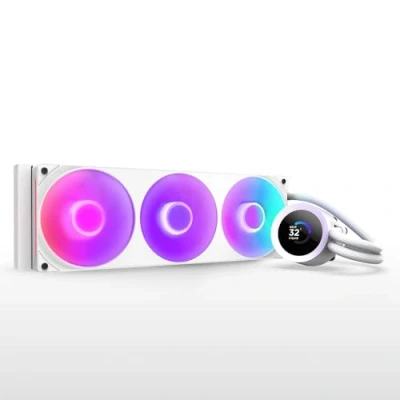 Imagen de NZXT Kraken Plus 360 RGB Refrigeración líquida CPU AIO Radiador 360mm Ventilador F360 Core Pantalla LCD 1,54&quot; personalizable AMD® AM5, AM4 Intel® LGA 1851/1700, 1200/115X Blanco