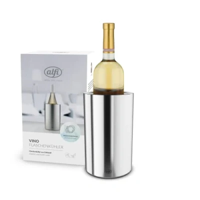 Imagen de alfi Vino, Velvet Black Mat, Enfriador de Acero Inoxidable para Botellas 0,70 1 l, Mantiene el frío sin Agua condensación ni Hielo, Bebidas frías hasta la última Gota