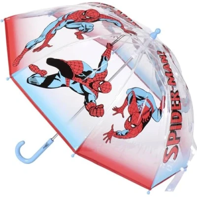 Imagen de Paraguas de Burbuja Spiderman Estampado Apertura Manual Elaborado en 100% POE con Estructura Fibra Vidrio Producto Original Diseñado España