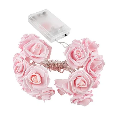 Imagen de Cadena de luces LED Rosas 20 Blanco cálido Funciona con pilas Decoración romántica para habitaciones (rosa)