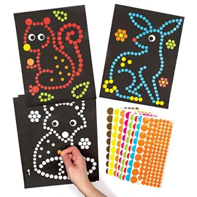 Imagen de Baker Ross Kit Creativo de Animales del Bosque para Decorar con Adhesivos Circulares Que los niños Pueden Crear, y exhibir como Manualidades otoñales (Pack 8).