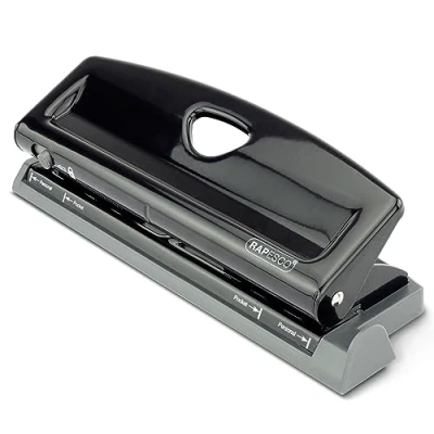Imagen de Rapesco 1725 Perforadora Ajustable de 6 Agujeros, Capacidad para 9 Hojas, Negro