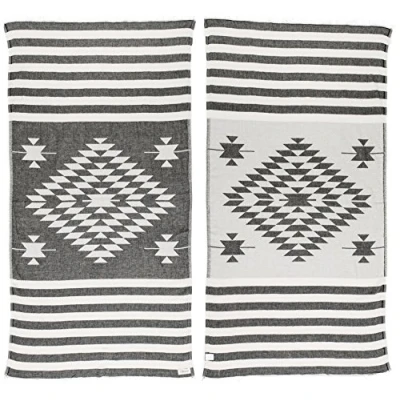 Imagen de Bersuse 100% Algodon Carmen Toalla Turca Fouta de Playa y Baño Doble Capa Oeko Tex 95 x 175 cm, Negro