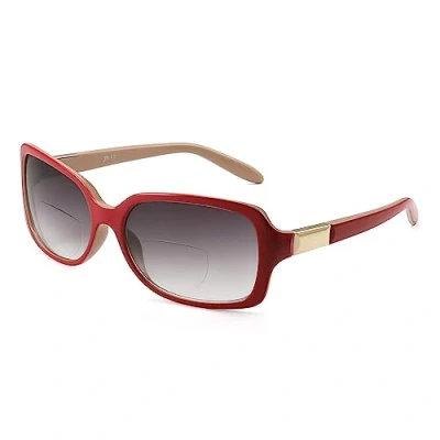 Imagen de JM Clásica Bifocales Gafas de Lectura Cudaradas Elegante Gradiente Sol Lectores Para Mujer (+2.25, Rojo)