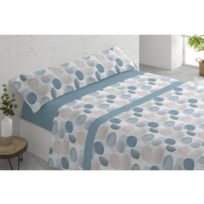 Imagen de Donegal Collections Juego de Sábanas Estampadas 3 Piezas Cama 90 cm Sabanas 90x190 Incluye Sabana Bajera, Encimera, Funda Almohada Circ Azul