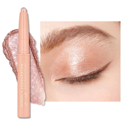 Imagen de Oulac Sombra de Ojos en Barra Automático Rosa Acabado Brillante Resistente al Agua y a Los Borrones, Dura 16 Horas+, Textura Cremosa Sedosa, Vegano, WS02 Pink Rush