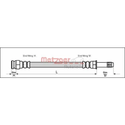 Imagen de METZGER 4112522 Latiguillos de Freno 455 M10 x 1 SEAT: Alhambra I, VOLKSWAGEN: Sharan I