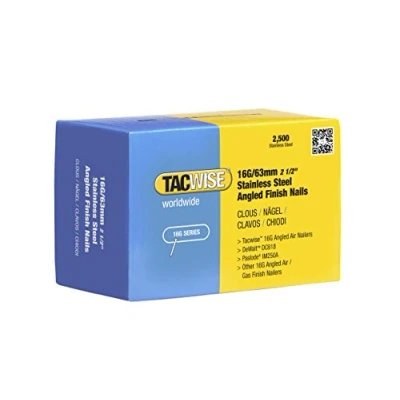 Imagen de Tacwise 1226 Clavos de Acabado en Acero Inoxidable 16G/63 mm Inclinados a 20, Paquete 2,500
