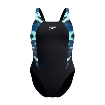 Imagen de Speedo HyperBoom Splice Muscleback Swimsuit Classic Design Quick Drying Training Fitness Chlorine Resistant Traje de baño para Mujer, Dark Teal, 38