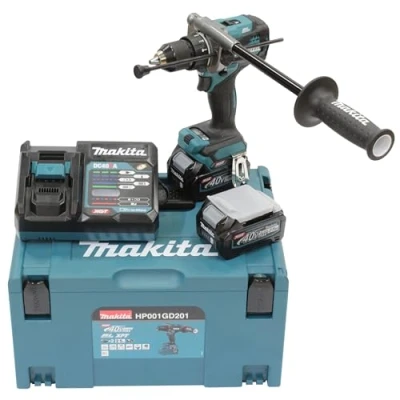 Imagen de Makita HP001GD201 Taladro percutor inalámbrico (40 V, máx. 2,5 Ah, 2 baterías y cargador)