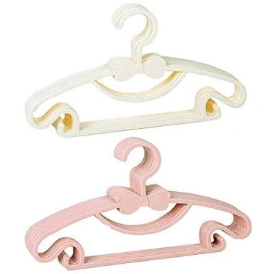 Imagen de 10 Piezas de Perchas para Ropa Bebé, Infantiles Multicolores, Plástico Bebés, Camisetas, Suéteres, Pantalones (Rosa, Blanco)