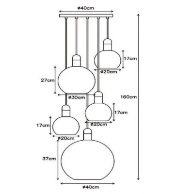 Imagen de Lucide Lámpara colgante Julius, 5 luces, opalino