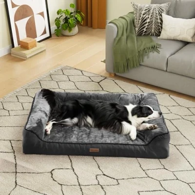 Imagen de YITAHOME Cama Perro Grande,Colchon Impermeable Lavable con Espuma Viscoelástica, Sofá Ortopedica Desmontable, Gris,106x80x18cm