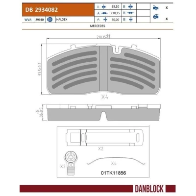 Imagen de DANBLOCK DB 2934082 Juego de pastillas freno preparado para indicador desgaste con accesorios