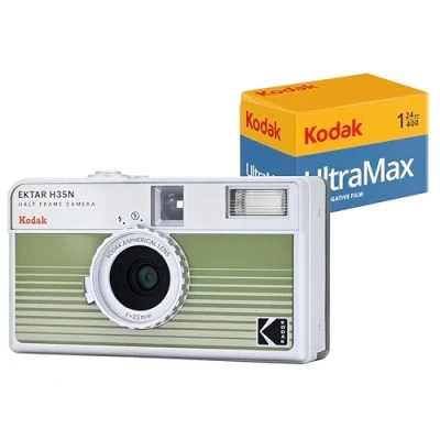 Imagen de Kodak EKTAR H35N Paquete de cámara Medio fotograma con película Ultramax 400/24EXP 35 mm (Rayas Verdes)
