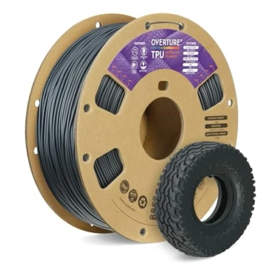 Imagen de OVERTURE Filamento de TPU Rollo Flexible 1,75 mm, Suave Para Impresora 3D 95A, Carrete 1 kg (2,2 libras), Precisión Dimensional +/ 0.02 mm(Gris Espacial)