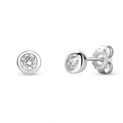 Imagen de Miore Pendientes Punto de Luz para Mujer con Circonita Cúbica en Plata Ley 925, Pendiente Botón talla Brillante Ct. 0,95 pequeños hipoalergénicos.
