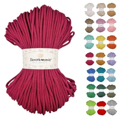 Imagen de Sznurkomania cordón de algodón trenzado (5 mm, 100 m, 46 colores, ganchillo, macramé, hilo cuerda macramé)