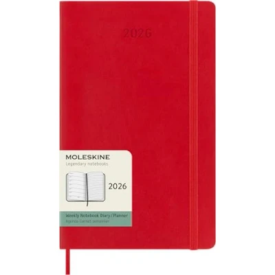 Imagen de Moleskine Planificador Semanal, Agenda Semanal 2026 12 Meses Con Espacio Para Notas, Tapa Blanda y Cierre Elástico, Formato Grande 13x21, Color Rojo