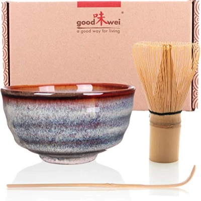 Imagen de Goodwei Matcha Set Juego de Té Bol y Batidor Cuchara (Uji), Cerámica, 180 ml