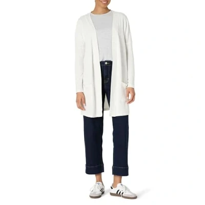 Imagen de Amazon Essentials Cárdigan con Abertura Frontal de Tejido Rizo, Ligero y Ajuste Informal para Estar en Casa Mujer, Blanco Teñido Multicolor, M