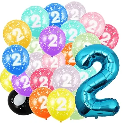 Imagen de Globo de cumpleaños con números 2 años y 20 globos 30 cm, azules 40 a 101 decoración cumpleaños, vuela helio para hombres mujeres, fiesta