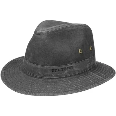 Imagen de Stetson Sombrero Organic Cotton para Hombre de Tela algodón orgánico Viaje con protección UV 40+ sostenible Primavera/Verano Negro L (58 59 cm)